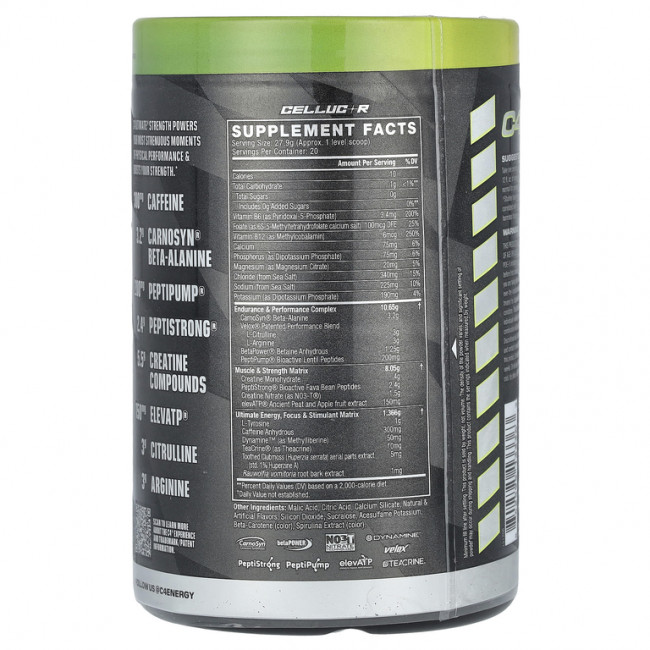 Cellucor, C4 Ultimate Strength, предтренировочный комплекс, кислое зеленое яблоко, 558 г (1,23 фунта) Cellucor, C4 Ultimate Strength, предтренировочный комплекс, кислое зеленое яблоко, 558 г (1,23 фунта)