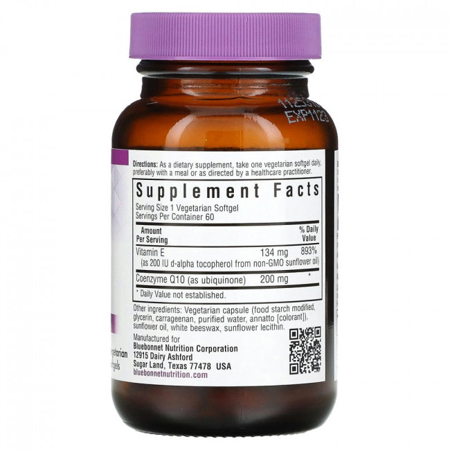 Bluebonnet Nutrition, CoQ10, 200 мг, 60 желатиновых капсул Bluebonnet Nutrition, CoQ10, 200 мг, 60 желатиновых капсул