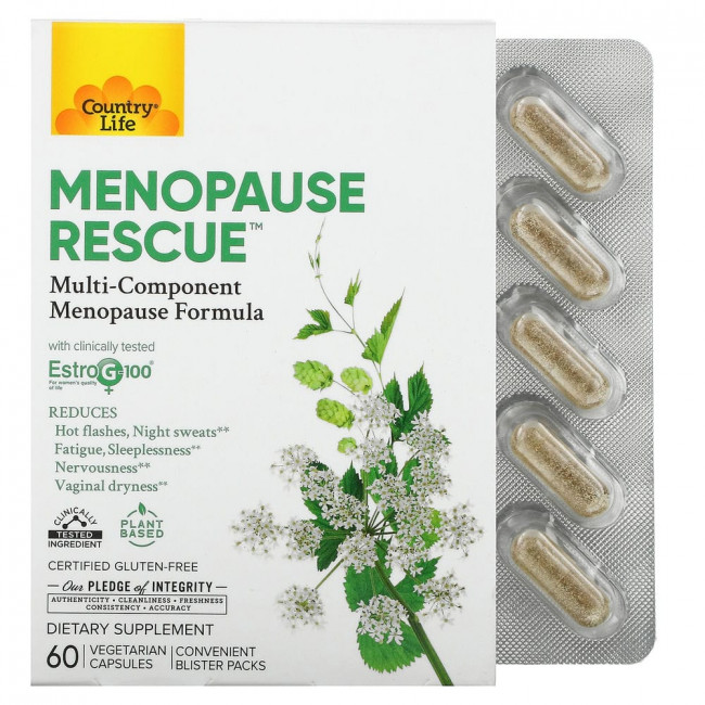 Country Life, Menopause Rescue, 60 вегетарианских капсул Country Life, Menopause Rescue, 60 вегетарианских капсул