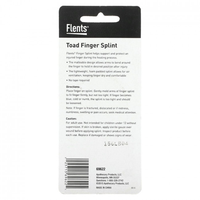 Flents, Finger Splint, Toad, Medium, 1 Piece