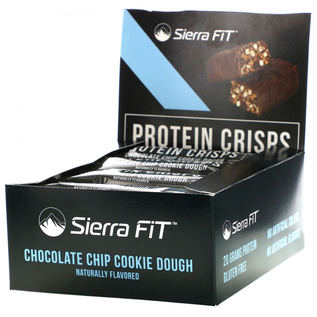 Sierra Fit, протеиновые чипсы, батончики с шоколадной крошкой, 12 батончиков, 56 г (1,98 унции) каждый Sierra Fit, протеиновые чипсы, батончики с шоколадной крошкой, 12 батончиков, 56 г (1,98 унции) каждый
