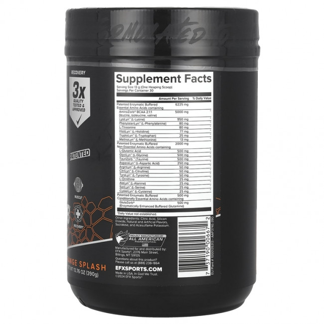 EFX Sports, AminoZorb® Elite 21, апельсиновый всплеск, 390 г (13,76 унции)