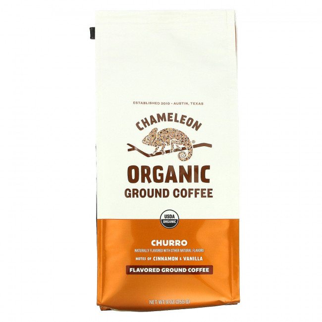 Chameleon Organic Coffee, Органический молотый кофе, Churro, 255 г (9 унций) Chameleon Organic Coffee, Органический молотый кофе, Churro, 255 г (9 унций)