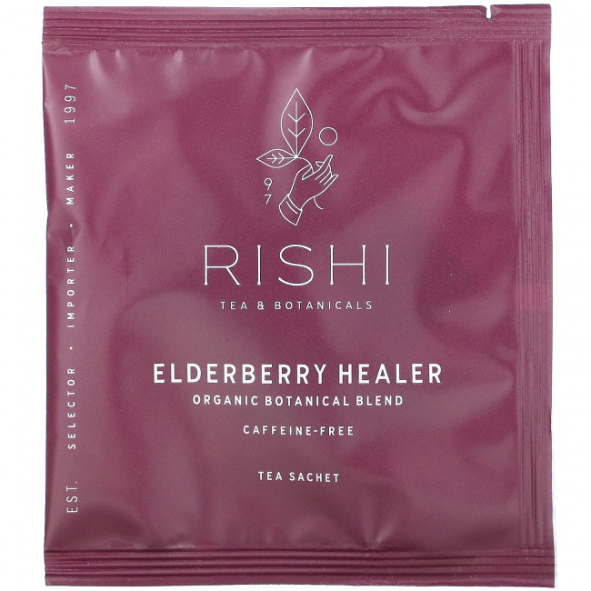 Rishi Tea, Elderberry Healer, без кофеина, 15 пакетиков, 60 г (2,11 унции) Rishi Tea, Elderberry Healer, без кофеина, 15 пакетиков, 60 г (2,11 унции)