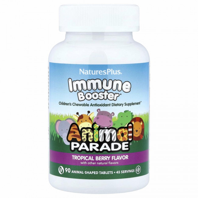 NaturesPlus, Source of Life, Animal Parade, добавка для укрепления детского иммунитета, вкус натуральных тропических ягод, 90 животных NaturesPlus, Source of Life, Animal Parade, добавка для укрепления детского иммунитета, вкус натуральных тропических ягод, 90 животных