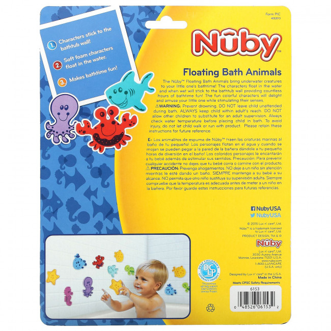 Nuby, Плавающие животные для ванн, для детей от 3 лет, 16 шт. Nuby, Плавающие животные для ванн, для детей от 3 лет, 16 шт.
