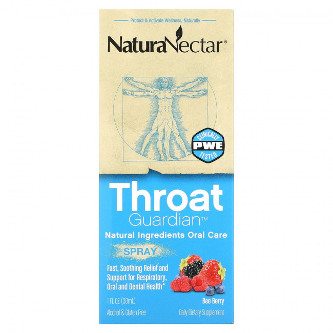 NaturaNectar, Throat Guardian, спрей, «ягодная смесь», 1 мл (30 жидк. унций) NaturaNectar, Throat Guardian, спрей, «ягодная смесь», 1 мл (30 жидк. унций)