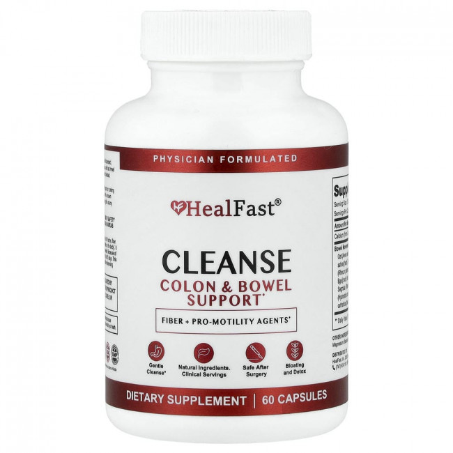 HealFast, Очищение, Поддержка здоровья толстой кишки и кишечника, 60 капсул HealFast, Очищение, Поддержка здоровья толстой кишки и кишечника, 60 капсул