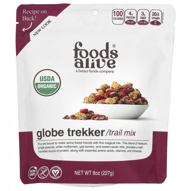 Foods Alive, Organic Trail Mix, Globe Trekker, 8 унций (227 г)