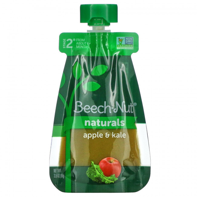 Beech-Nut, Naturals, этап 2, яблоко и капуста, 6 пакетиков по 99 г (3,5 унции)