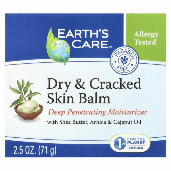 Earth's Care, Dry & Cracked Skin Balm, with Shea Butter, Arnica & Cajeput Oil, 2.5 oz (71 g) Earth's Care, Dry & Cracked Skin Balm, with Shea Butter, Arnica & Cajeput Oil, 2.5 oz (71 g)