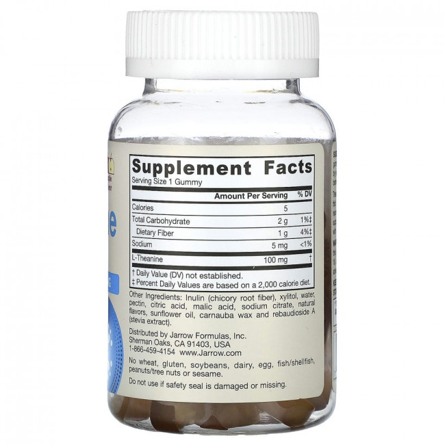 Jarrow Formulas, жевательные конфеты с теанином, без сахара, яблочный вкус, 100 мг, 60 жевательных таблеток Jarrow Formulas, жевательные конфеты с теанином, без сахара, яблочный вкус, 100 мг, 60 жевательных таблеток