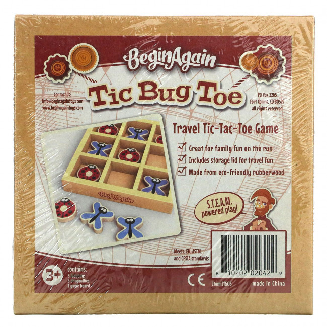 Begin Again Toys, Tic Bug Toe, Game on The Go, для детей от 3 лет, набор из 11 предметов Begin Again Toys, Tic Bug Toe, Game on The Go, для детей от 3 лет, набор из 11 предметов
