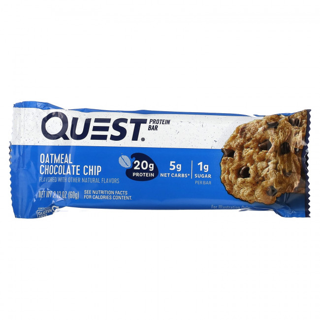 Quest Nutrition, Протеиновый батончик, овсянка и шоколадная крошка, 4 батончика по 60 г (2,12 унции) Quest Nutrition, Протеиновый батончик, овсянка и шоколадная крошка, 4 батончика по 60 г (2,12 унции)