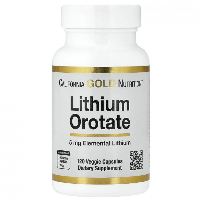 California Gold Nutrition, оротат лития, 5 мг, 120 вегетарианских капсул