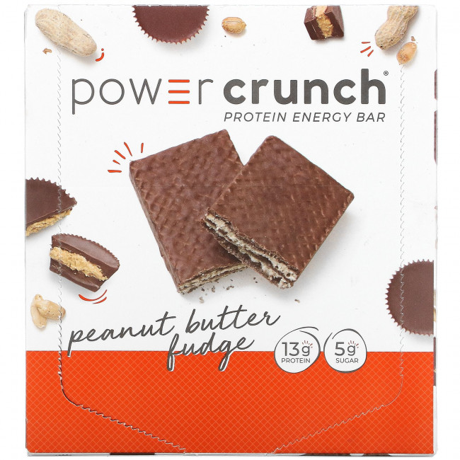 BNRG, Power Crunch, протеиновый энергетический батончик со вкусом арахисового масла и ирисок, 12 шт. по 40 г BNRG, Power Crunch, протеиновый энергетический батончик со вкусом арахисового масла и ирисок, 12 шт. по 40 г
