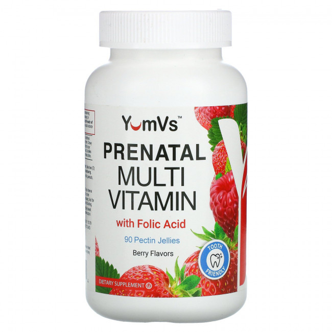 YumV's, Мультивитамины для беременных с фолиевой кислотой, малина, 90 желе с пектином YumV's, Мультивитамины для беременных с фолиевой кислотой, малина, 90 желе с пектином