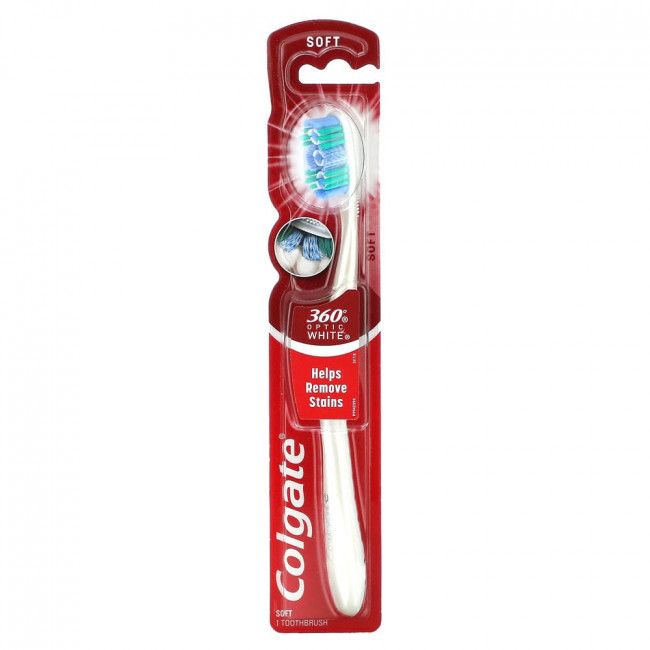 Зубная щетка Colgate, 360 Optic White, мягкая, 1 шт.