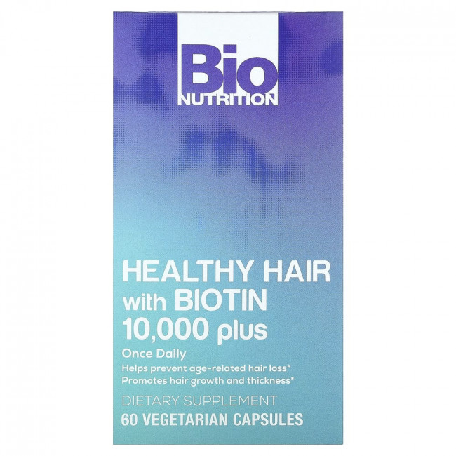 Bio Nutrition, Добавка для здоровья волос с биотином 10 000, 60 вегетарианских капсул Bio Nutrition, Добавка для здоровья волос с биотином 10 000, 60 вегетарианских капсул
