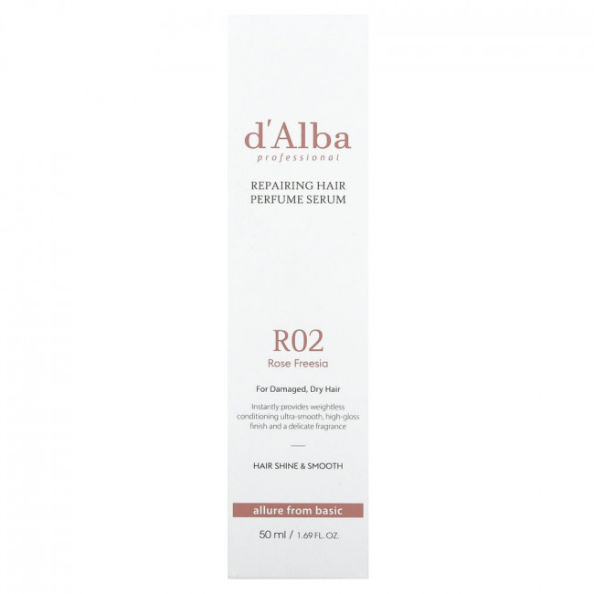 d'Alba, Professional, восстанавливающая сыворотка с парфюмом, R02 розовая фрезия, 50 мл (1,69 жидк. унции)