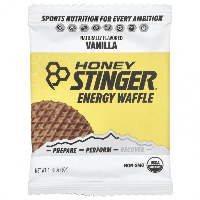 Honey Stinger, Energy Waffle, ваниль, 12 вафель по 30 г (1,06 унции) Honey Stinger, Energy Waffle, ваниль, 12 вафель по 30 г (1,06 унции)