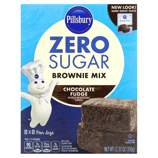 Pillsbury, Zero Sugar, смесь для брауни, шоколадная помадка, 350 г (12,35 унции) Pillsbury, Zero Sugar, смесь для брауни, шоколадная помадка, 350 г (12,35 унции)