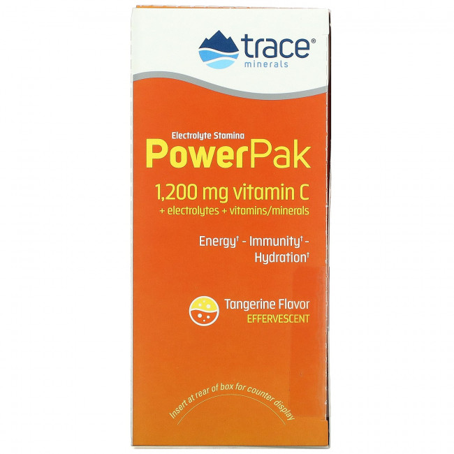 Trace Minerals ®, электролит для повышения выносливости, PowerPak, со вкусом мандарина, 30 пакетиков по 5 г (0,18 унции)