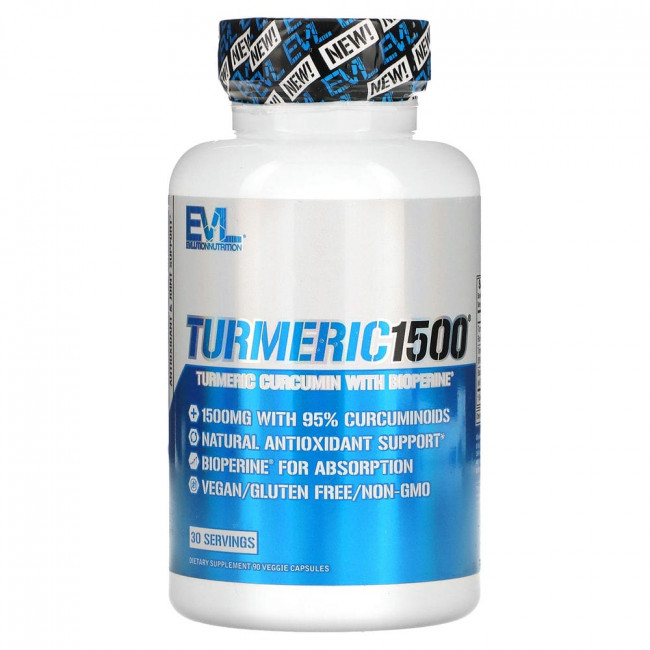 EVLution Nutrition, Turmeric1500, 90 веганских капсул EVLution Nutrition, Turmeric1500, 90 веганских капсул