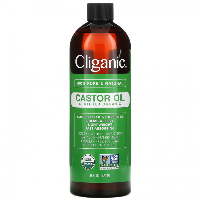 Cliganic, органическое касторовое масло, 473 мл (16 жидк. унций) Cliganic, органическое касторовое масло, 473 мл (16 жидк. унций)