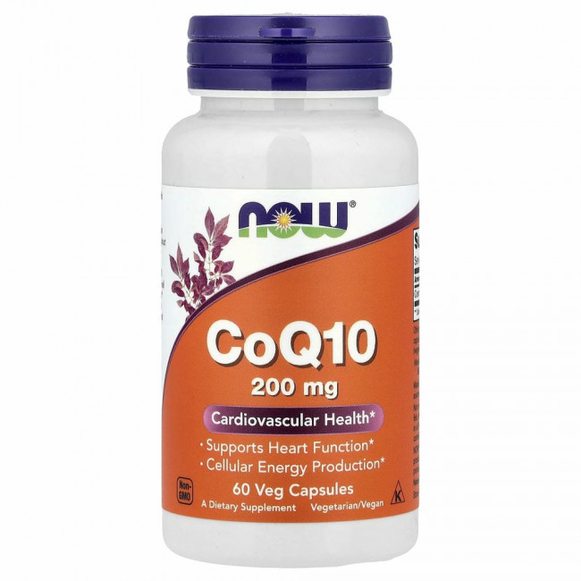NOW Foods, коэнзимQ10, 200 мг, 60 растительных капсул NOW Foods, коэнзимQ10, 200 мг, 60 растительных капсул