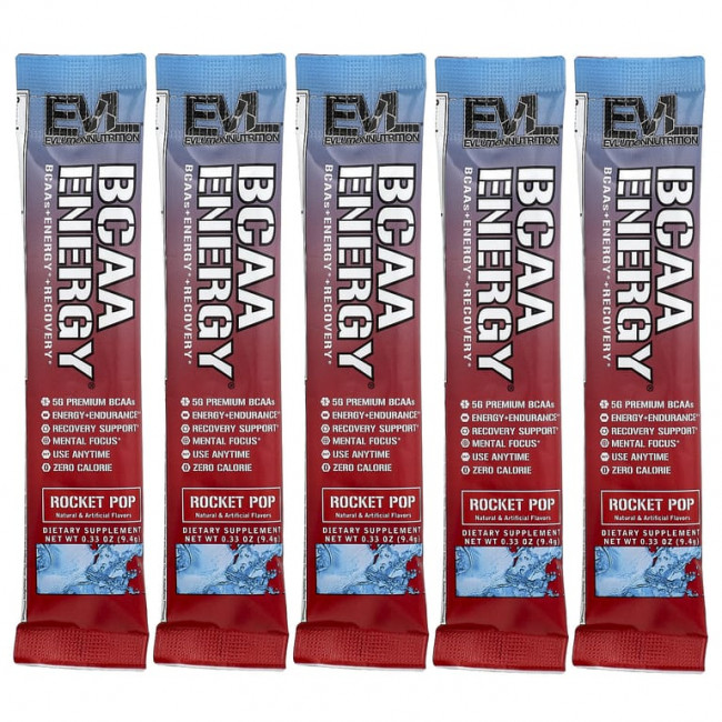 EVLution Nutrition, BCAA Energy®, Rocket Pop, 5 пакетиков по 9,4 г (0,33 унции)