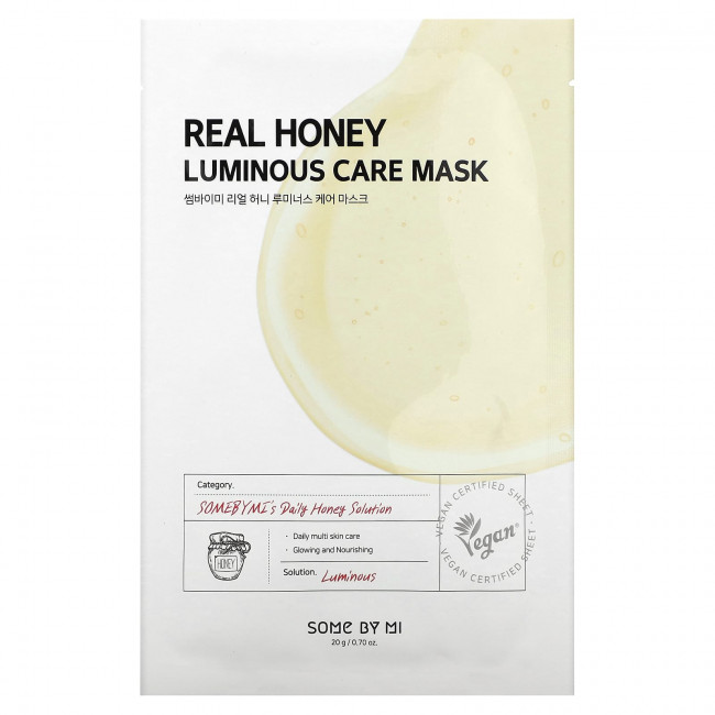 SOME BY MI, Real Honey, косметическая маска для сияния кожи, 1 шт., 20 г (0,7 унции) SOME BY MI, Real Honey, косметическая маска для сияния кожи, 1 шт., 20 г (0,7 унции)
