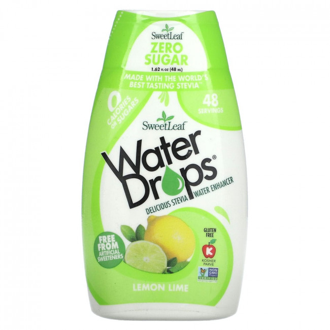 Wisdom Natural, SweetLeaf, Water Drops, Delicious Stevia Water Enhancer, Lemon Lime, 1.62 fl oz (48 ml)