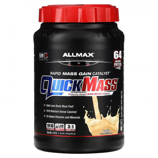 ALLMAX, Quick Mass, катализатор для быстрого набора массы, ваниль, 1,59 кг (3,5 фунта) ALLMAX, Quick Mass, катализатор для быстрого набора массы, ваниль, 1,59 кг (3,5 фунта)