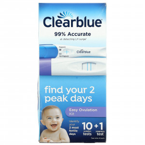 Clearblue, Easy Ovulation Kit, 10 тестов на овуляцию + 1 тест на беременность