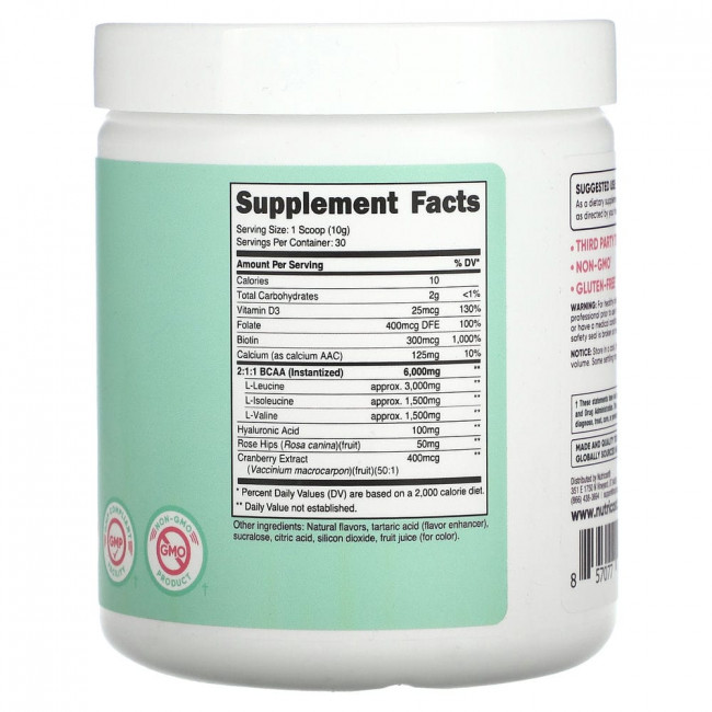 Nutricost, Women, BCAA with Hyaluronic Acid, Folate, Biotin, & Calcium, Grape, 10.6 oz (300 g)