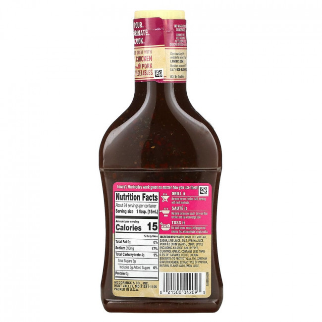 Lawry's, маринад, карибский джерк с соком папайи, 354 мл (12 жидк. унций)
