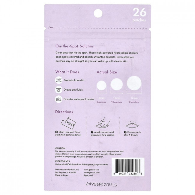 Rael, Miracle Patch, Overnight Spot Cover, 26 Patches Rael, Miracle Patch, Overnight Spot Cover, 26 Patches