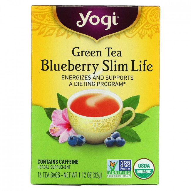 Yogi Tea, Slim Life, зеленый чай с черникой, 16 чайных пакетиков, 32 г (1,12 унции) Yogi Tea, Slim Life, зеленый чай с черникой, 16 чайных пакетиков, 32 г (1,12 унции)