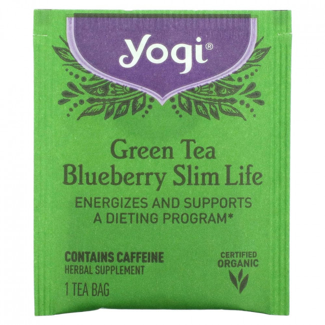 Yogi Tea, Slim Life, зеленый чай с черникой, 16 чайных пакетиков, 32 г (1,12 унции) Yogi Tea, Slim Life, зеленый чай с черникой, 16 чайных пакетиков, 32 г (1,12 унции)