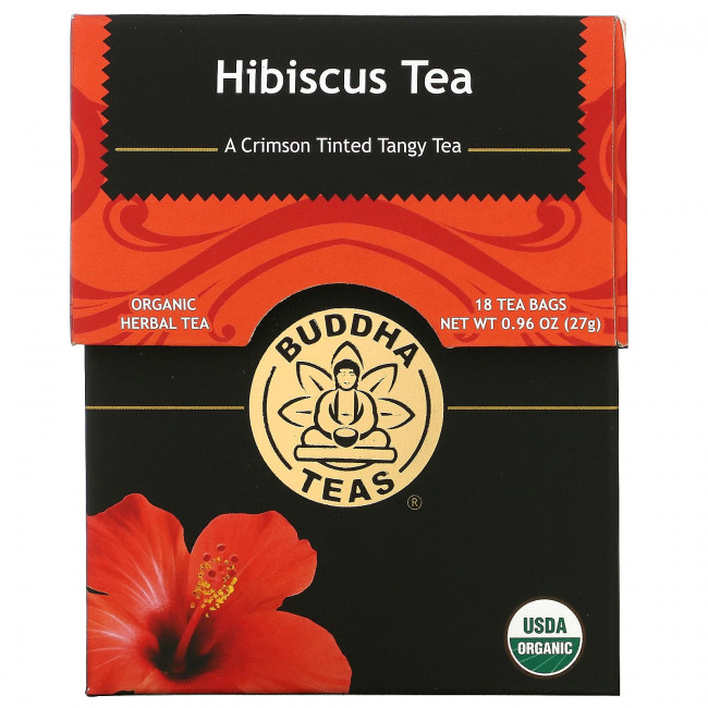 Buddha Teas, Organic Herbal Tea, цветок гибискуса, 18 чайных пакетиков, 27 г (0,95 унции) Buddha Teas, Organic Herbal Tea, цветок гибискуса, 18 чайных пакетиков, 27 г (0,95 унции)