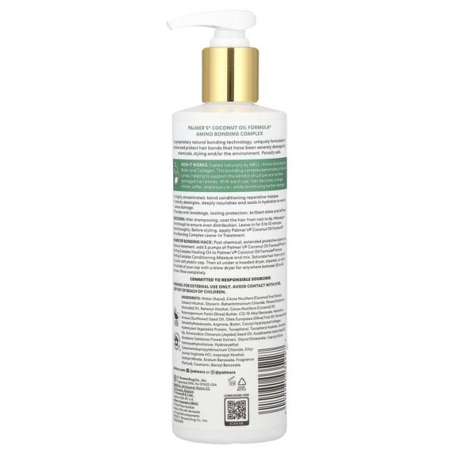 Palmer's, Coconut Oil Formula® с витамином E, связывающий комплекс с аминокислотами, связывающая маска-кондиционер, 355 мл (12 жидк. унц.)