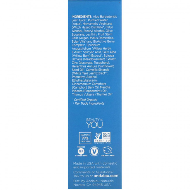 Andalou Naturals, сыворотка для очистки пор, чистая кожа, кора ивы, 32 мл (1,1 жидк. унции) Andalou Naturals, сыворотка для очистки пор, чистая кожа, кора ивы, 32 мл (1,1 жидк. унции)