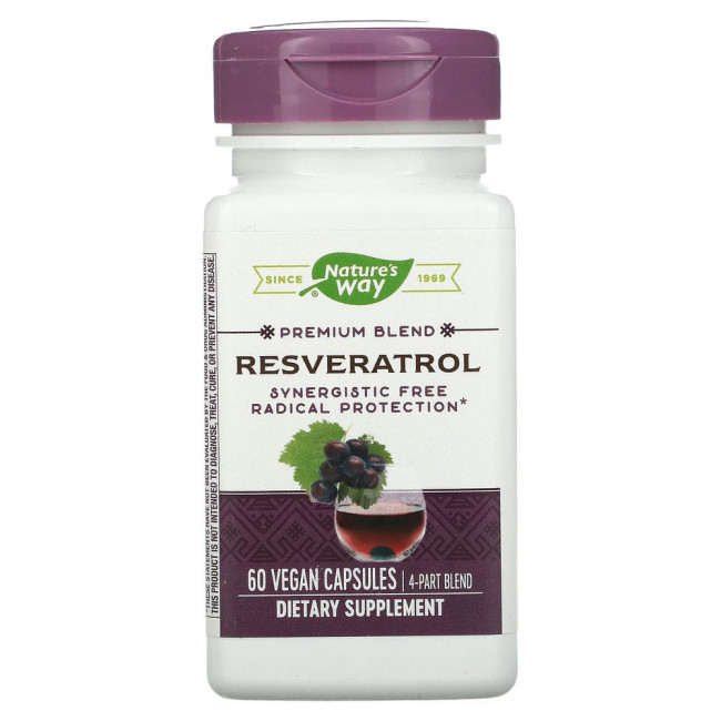 Nature's Way, Premium Blend, ресвератрол, 60 веганских капсул Nature's Way, Premium Blend, ресвератрол, 60 веганских капсул