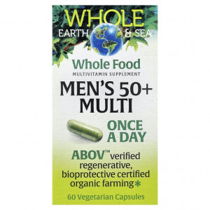 Natural Factors, Whole Earth & Sea®, мультивитамины для мужчин старше 50 лет, 60 вегетарианских капсул Natural Factors, Whole Earth & Sea®, мультивитамины для мужчин старше 50 лет, 60 вегетарианских капсул