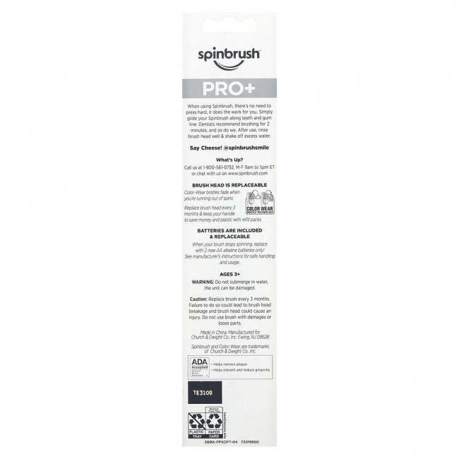 Spinbrush, Pro+ Extra White, Powered Toothbrush, Soft, 1 Toothbrush