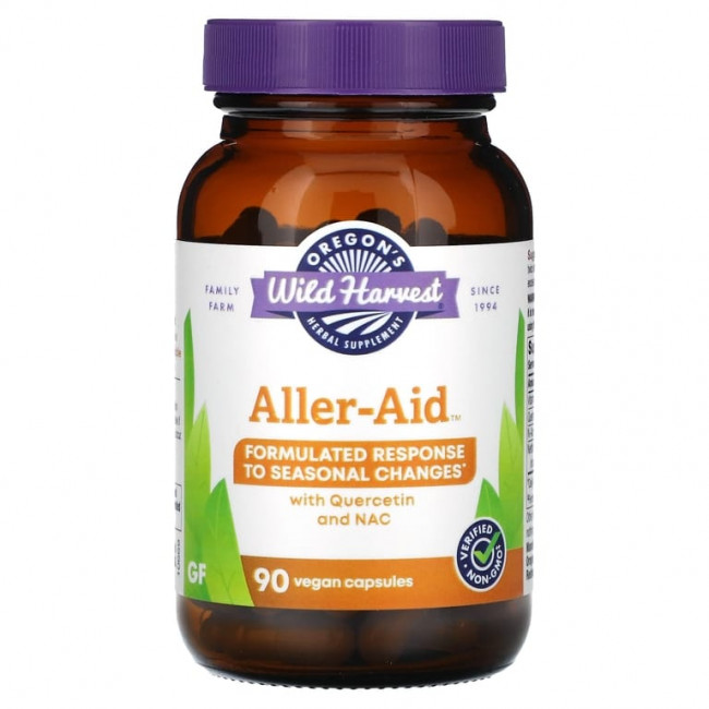 Oregon's Wild Harvest, Aller-Aid with Quercetin and NAC, 90 Vegan Capsules Oregon's Wild Harvest, Aller-Aid with Quercetin and NAC, 90 Vegan Capsules