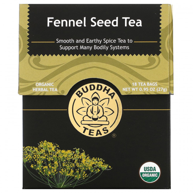 Buddha Teas, Organic Herbal Tea, семена фенхеля, 18 чайных пакетиков, 27 г (0,95 унции) Buddha Teas, Organic Herbal Tea, семена фенхеля, 18 чайных пакетиков, 27 г (0,95 унции)