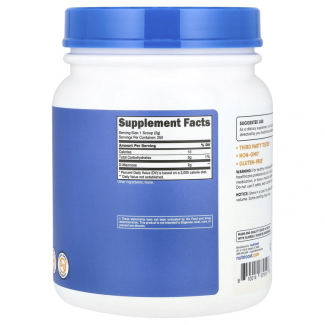 Nutricost, D-манноза, без добавок, 500 г (1,1 фунта) Nutricost, D-манноза, без добавок, 500 г (1,1 фунта)