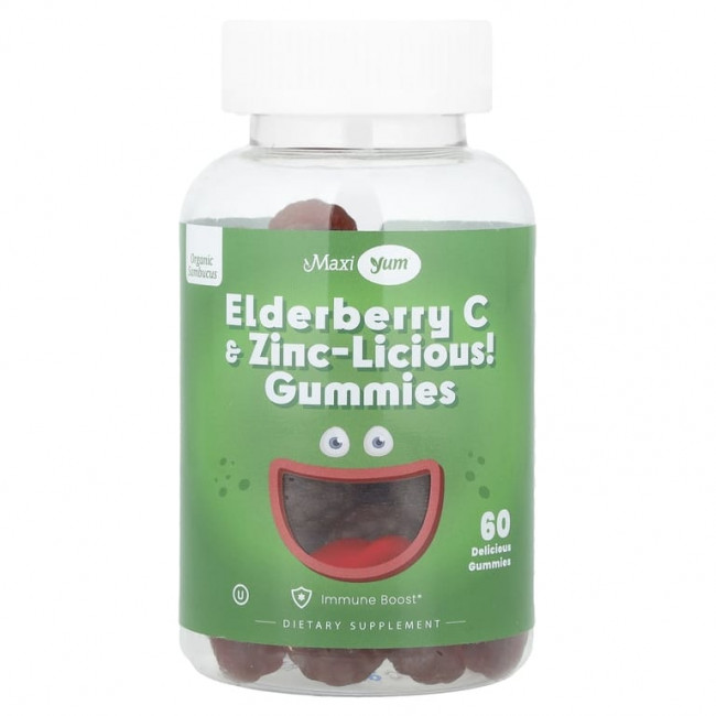 Maxi Health, Бузина С и цинк-Licious! Жевательные мармеладки`` 60 жевательных таблеток Maxi Health, Бузина С и цинк-Licious! Жевательные мармеладки`` 60 жевательных таблеток